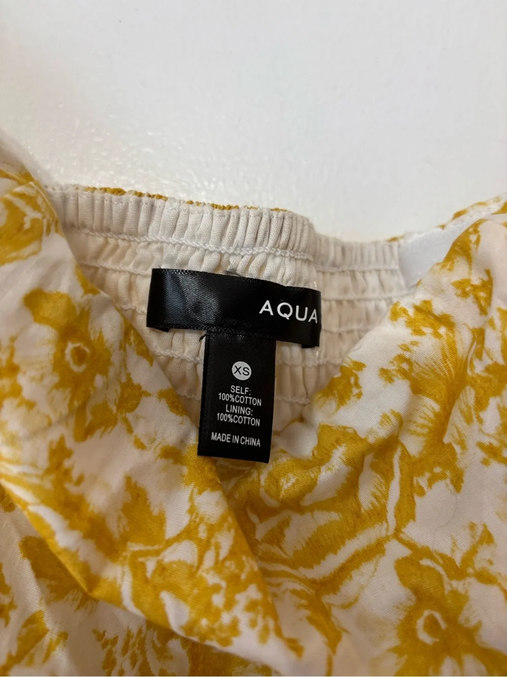 Aqua Women Yellow Floral Off Shoulder Cotton Bubble Sleeves Maxi Dress Size XS
